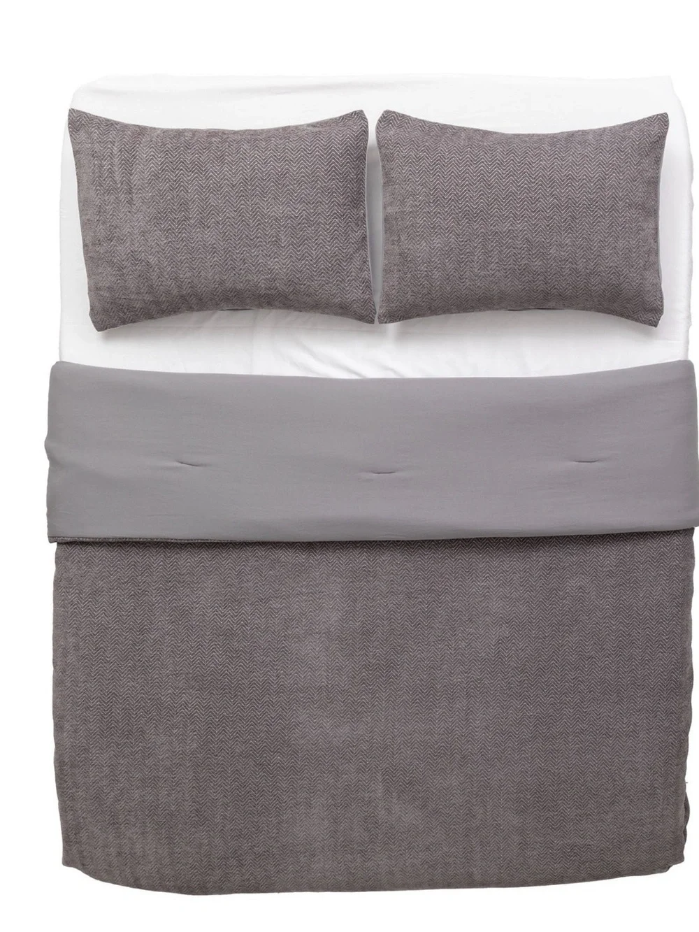 Berkshire Charcoal Herringbone Chenille 3-Piece Comforter Set